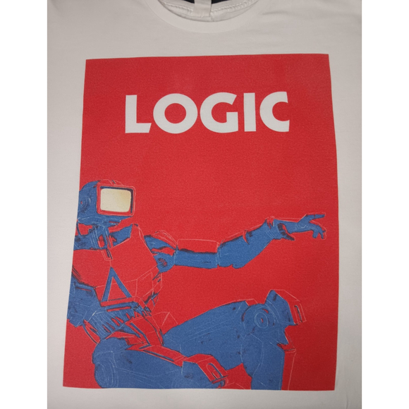 Logic Adult XL Band T-shirt Robot Undetgroind Hip Hop Rap Tee White - Picture 3 of 5